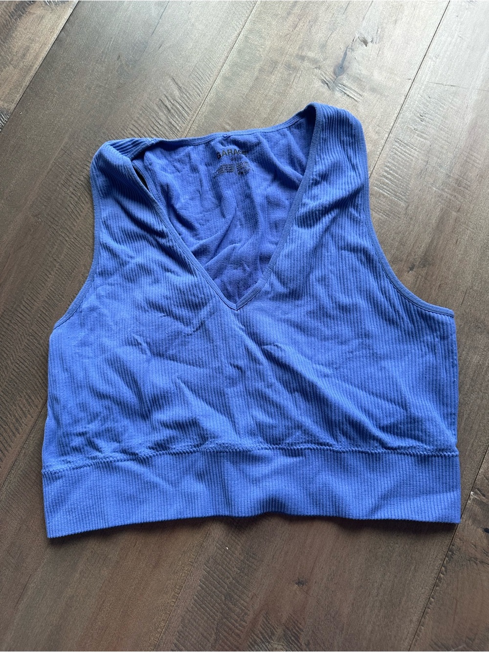 Garage Blue Ribbed V-Neck Tank Top